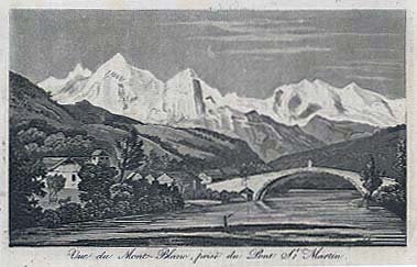 Vue du Mont Blanc, prisè du Pont St. Martin,