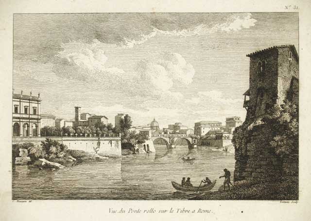 Vue du Ponte Rotto sur le Tibre a Rome