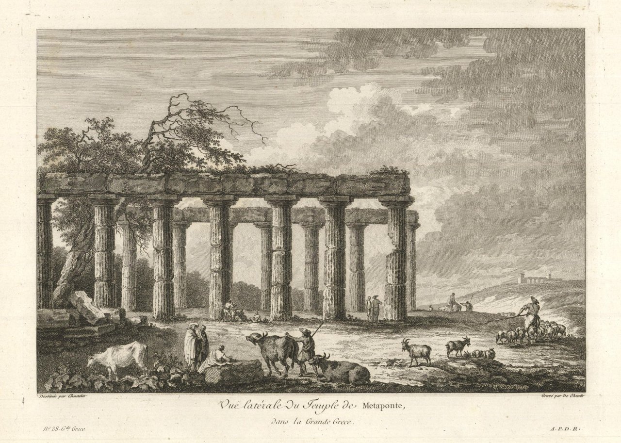 Vue latèrale du Temple de Metaponte dans la Grande Grece