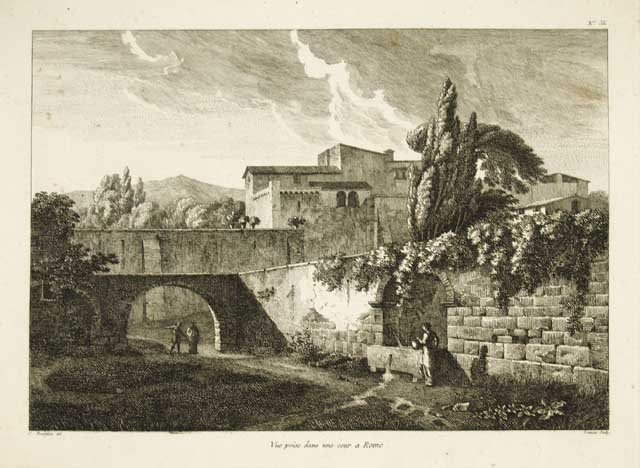 Vue prise dans une cour a Rome