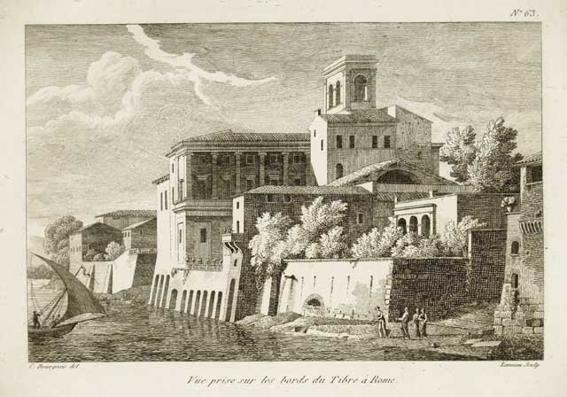 Vue prise sur les bords du Tibre a Rome
