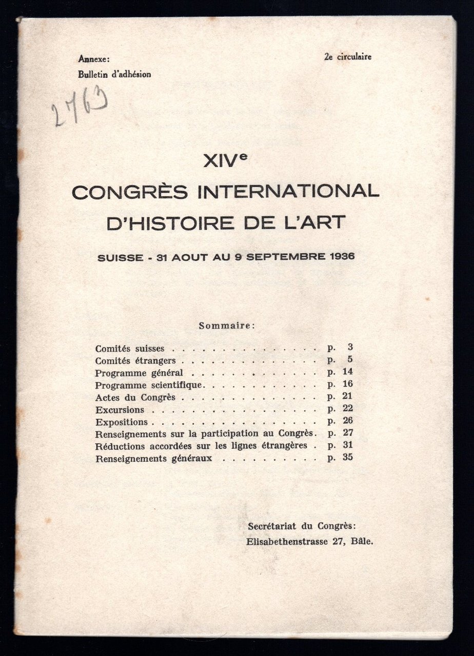 XIV Congres International d'Histoire de l'art | Immagine principale