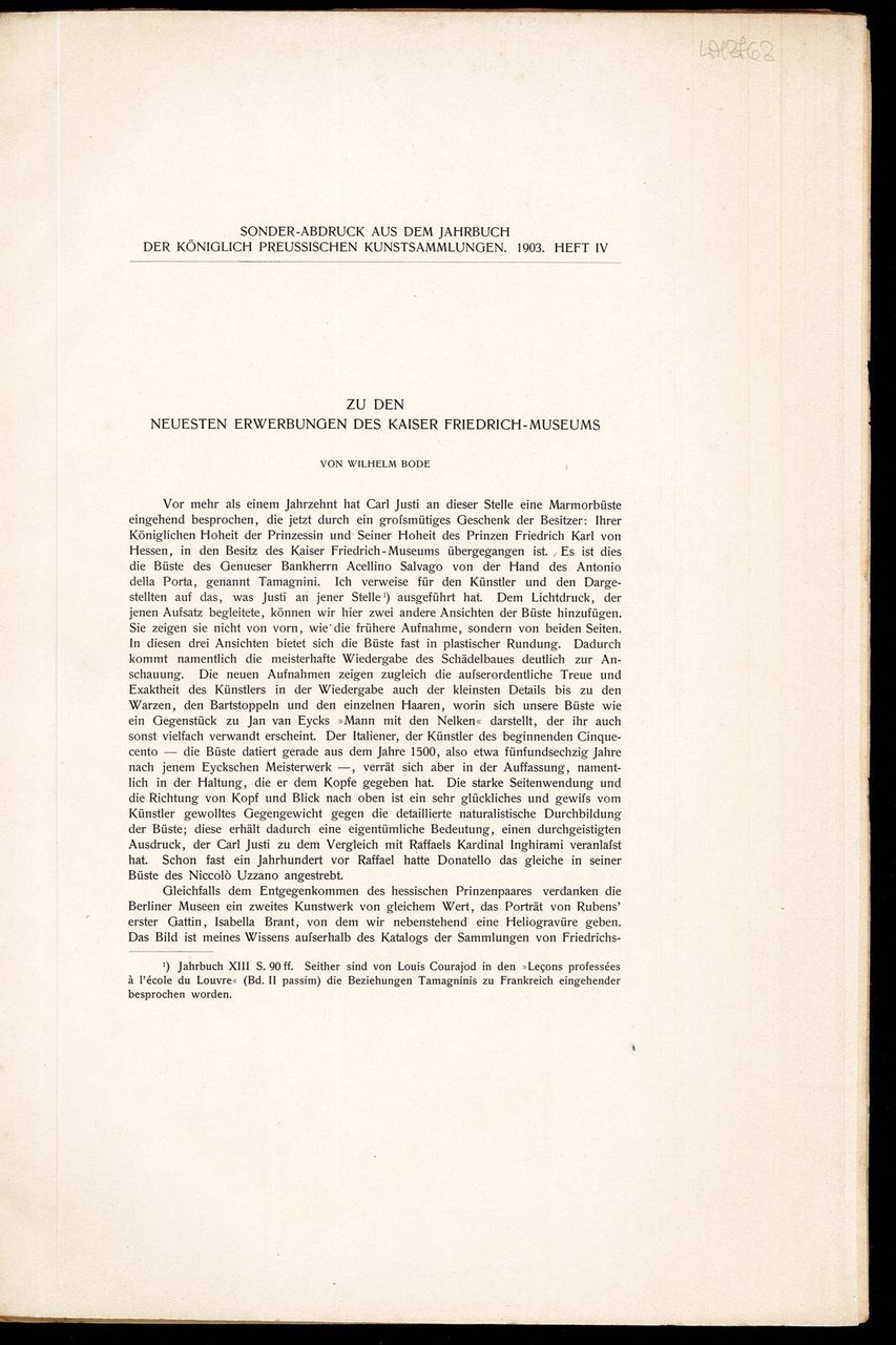 Zu den neuesten erwerbungen des kaiser friedrich-museums