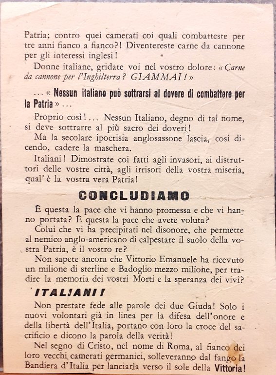 ITALIANI ! ALCUNI GIORNI FA, GLI ANGLO-AMERICANI HANNO LANCIATO SULLE …