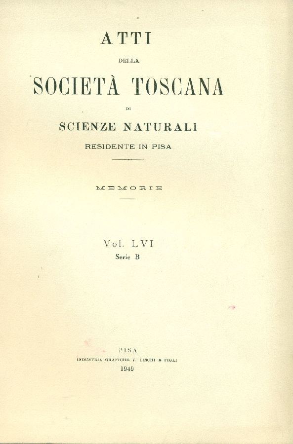Atti della Società Toscana di Scienze Naturali residente in Pisa. … | Immagine principale