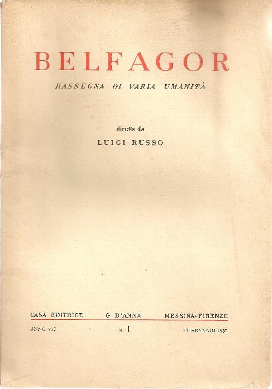Belfagor. Gennaio 1952 | Immagine principale