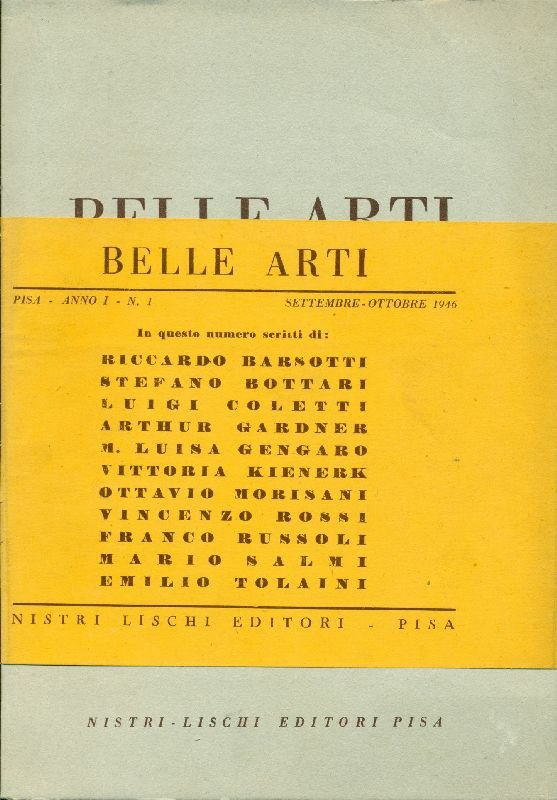Belle Arti. Anno I, N.1, settembre-ottobre 1946 | Immagine principale