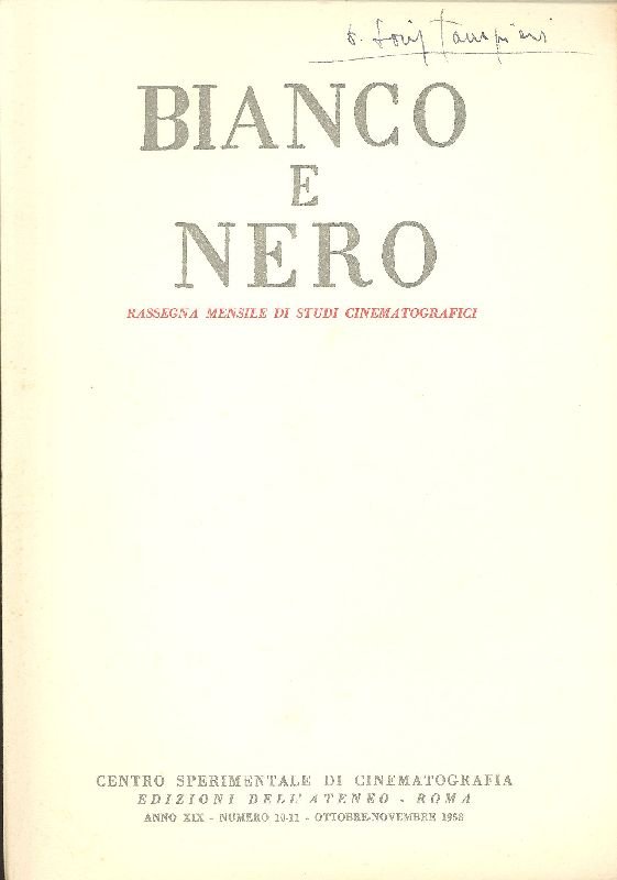 Bianco e Nero. Anno XIX, Numero 10-11, Ottobre-Novembre 1958 | Immagine principale
