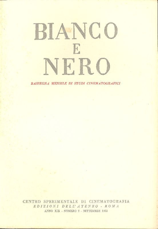 Bianco e Nero. Anno XIX, Numero 9, Settembre 1958 | Immagine principale