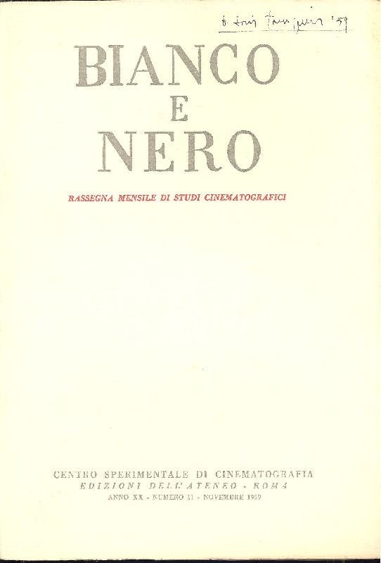 Bianco e Nero. Anno XX, Numero 11, Novembre 1959 | Immagine principale