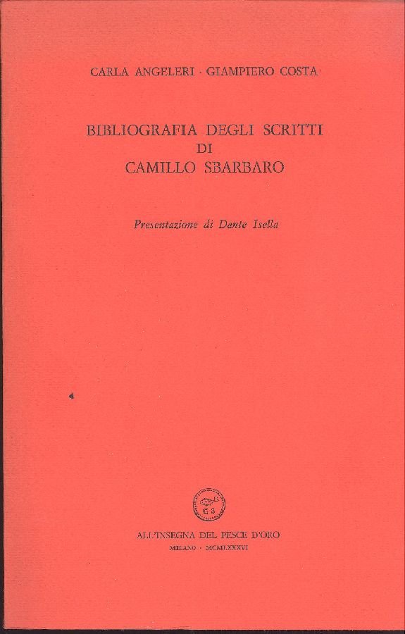 Bibliografia degli scritti di Camillo Sbarbaro | Immagine principale