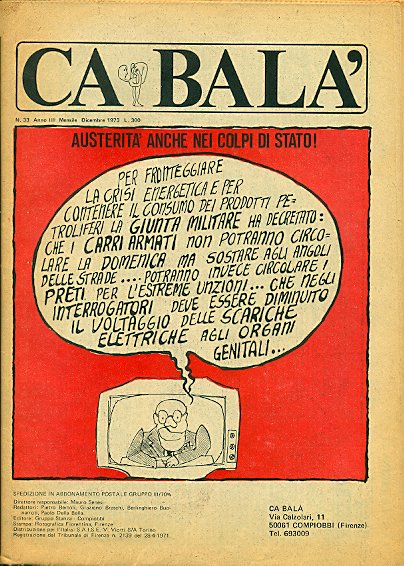 Ca Balà. N.33, Anno III. Mensile Dicembre 1973 | Immagine principale