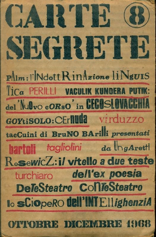 Carte Segrete. Anno II, Ottobre-Dicembre 1968, N. 8 | Immagine principale
