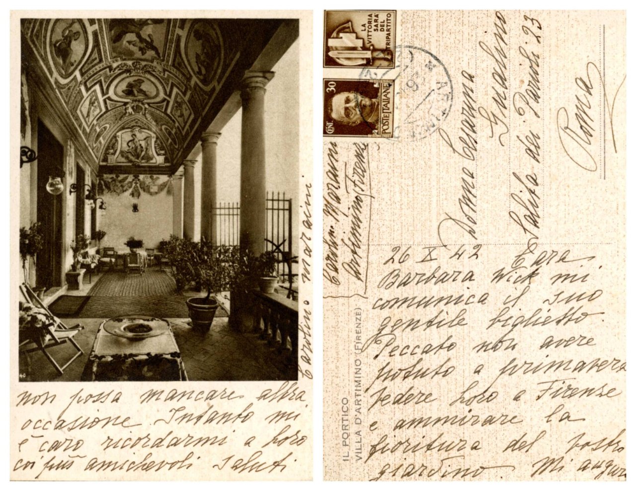 Cartolina postale autografa inviata a Cesarina Gualino | Immagine principale