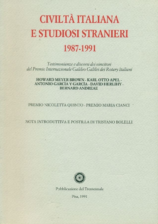 Civiltà italiana e studiosi stranieri 1987-1991 | Immagine principale