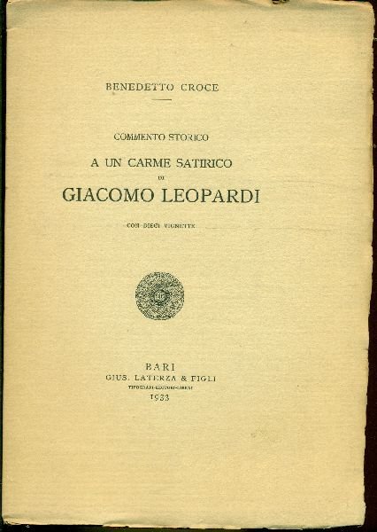 Commento storico a un carme satirico di Giacomo Leopardi | Immagine principale