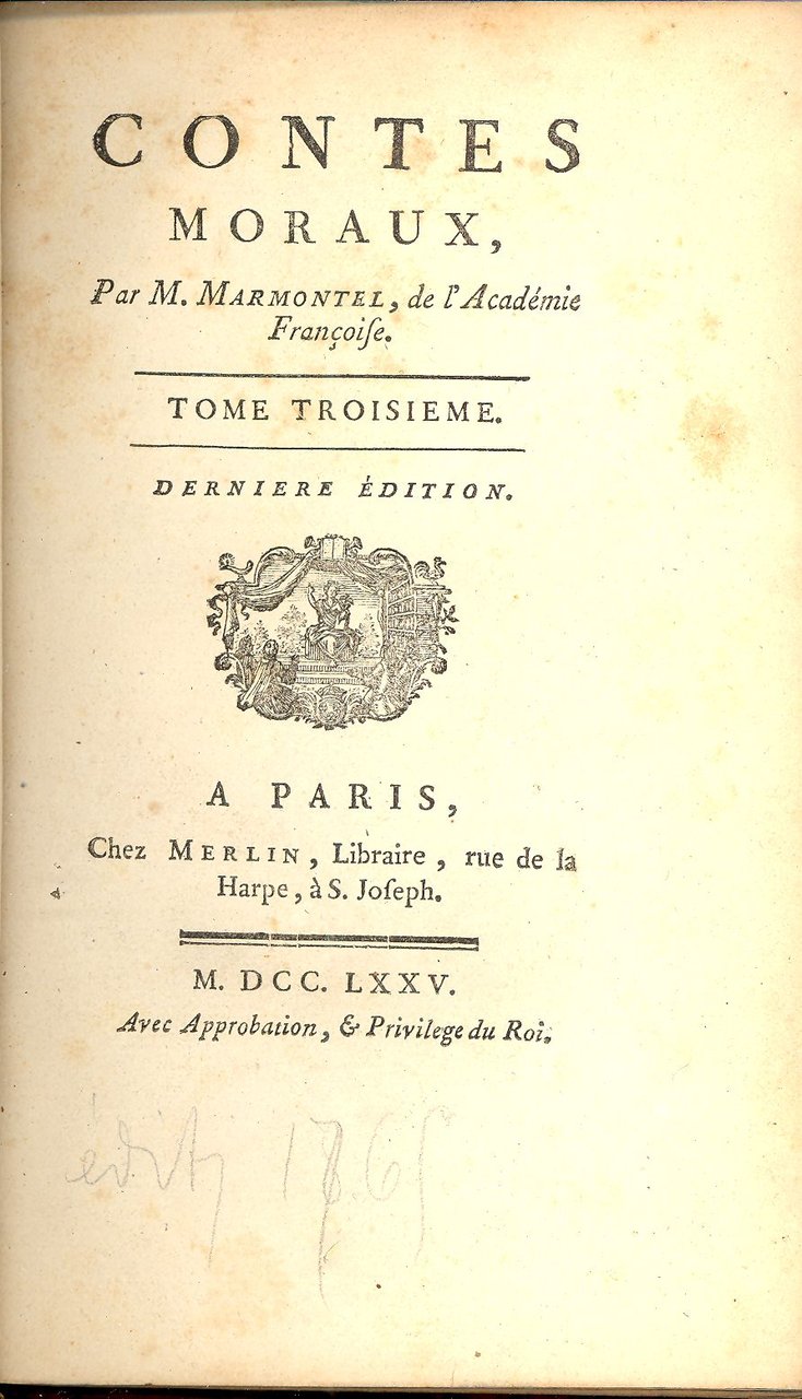 Contes Moraux. Tome troisieme | Immagine principale