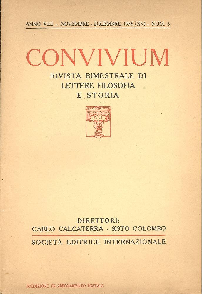 Convivium. Novembre/Dicembre 1936. | Immagine principale