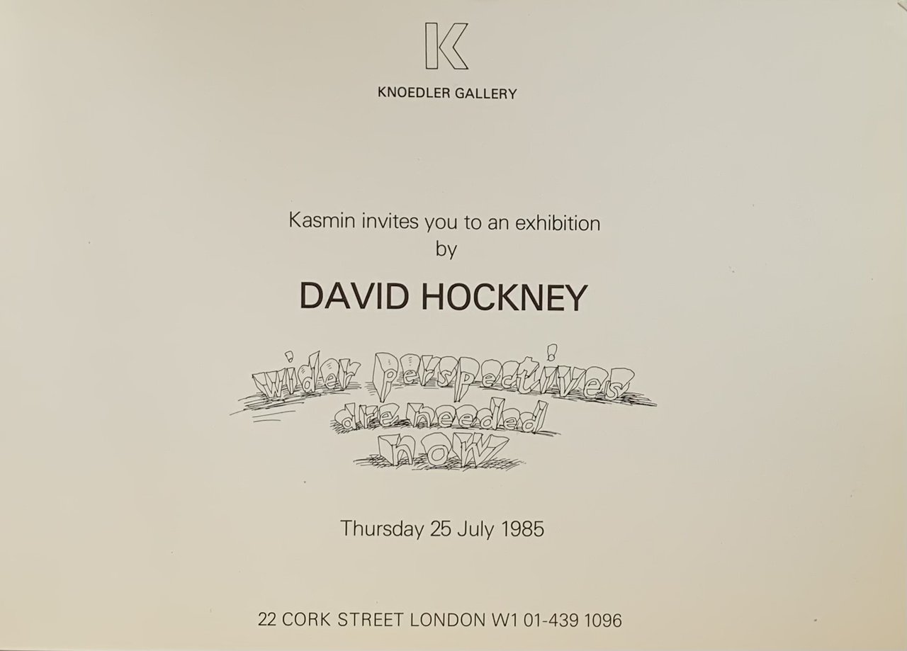 David Hockney. Wider perspectives are needed now. Knoedler Gallery 1985 | Immagine principale