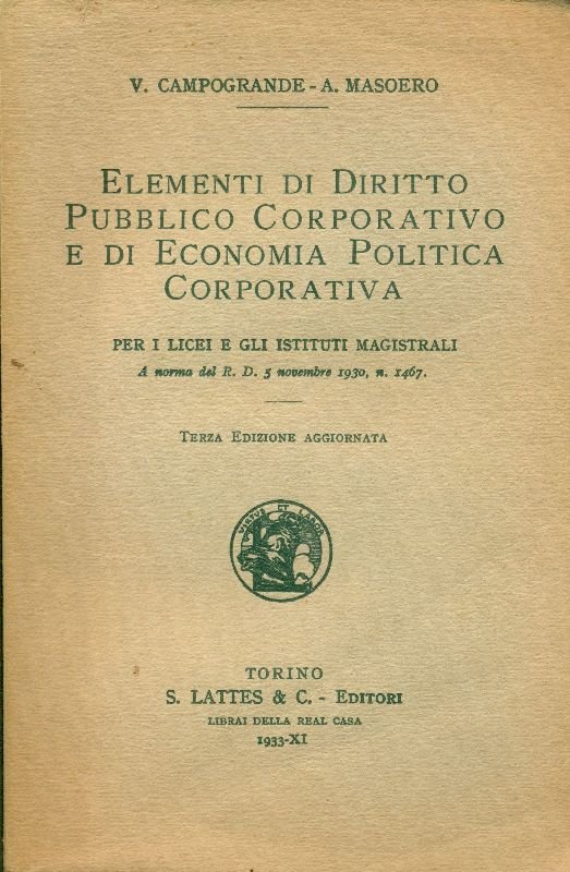 Elementi di diritto pubblico corporativo e di economia politica corporativa | Immagine principale