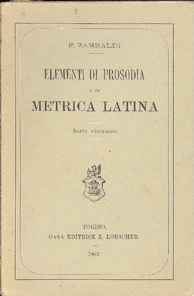 Elementi di prosodia e di metrica latina | Immagine principale