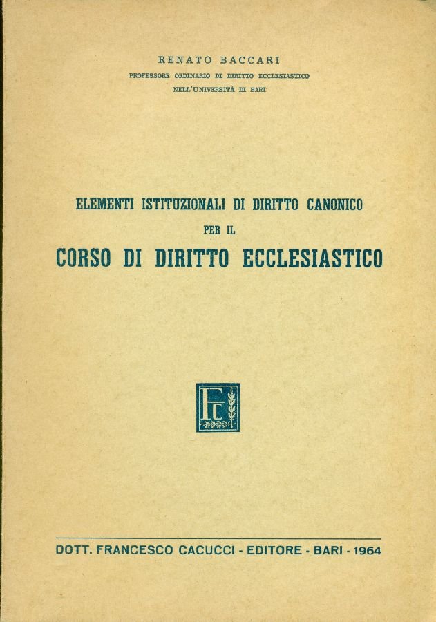 Elementi istituzionali di diritto canonico per il corso di diritto … | Immagine principale