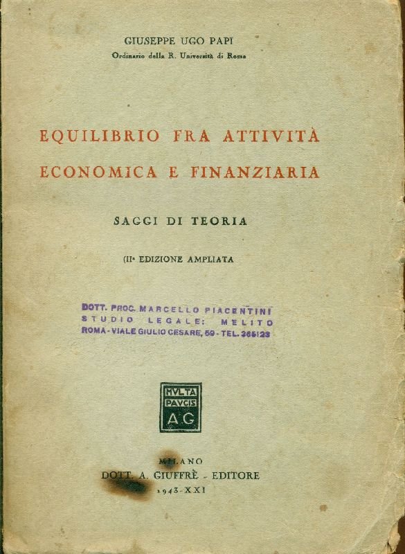 Equilibrio fra attività economica e finanziaria. Saggi di teoria | Immagine principale