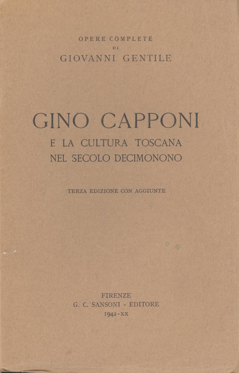 Gino Capponi e la cultura toscana nel secolo decimonono | Immagine principale