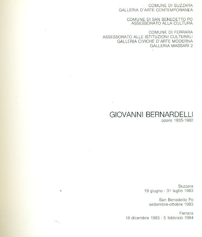 Giovanni Bernardelli. Opere 1935-1982 | Immagine principale