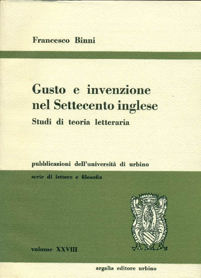 Gusto e invenzione nel Settecento inglese. Studi di teoria letteraria | Immagine principale
