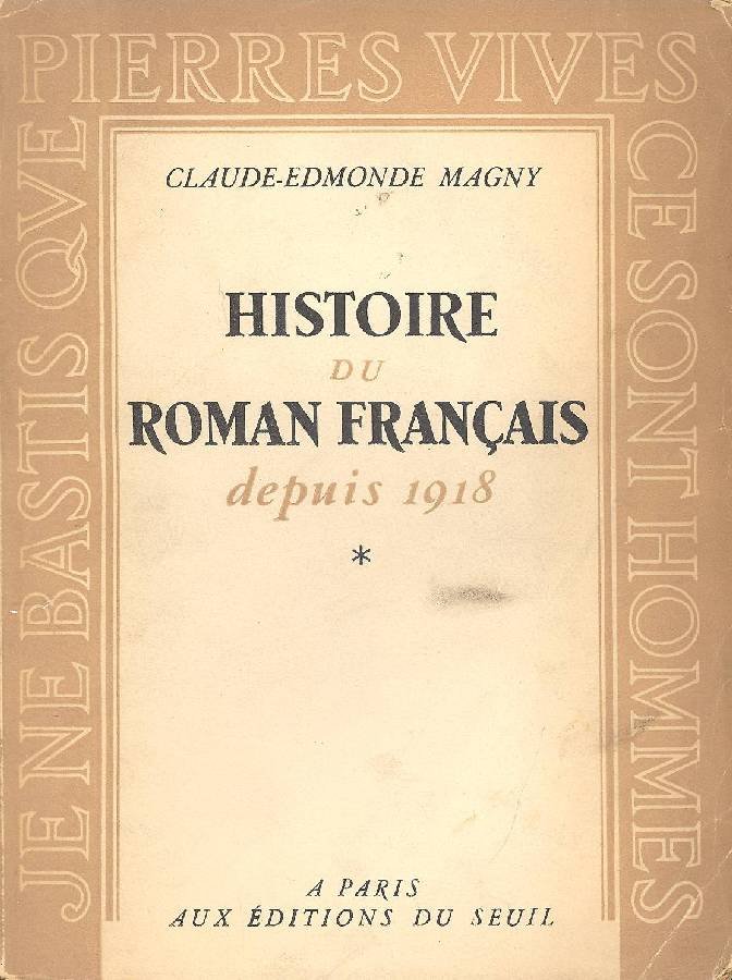 Histoire du roman français depuis 1918 | Immagine principale