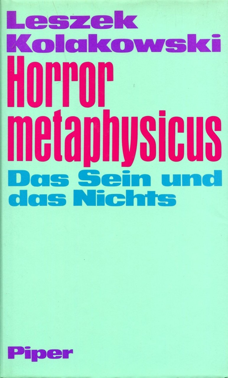 Horror metaphysicus. Das Sein und das Nichts | Immagine principale