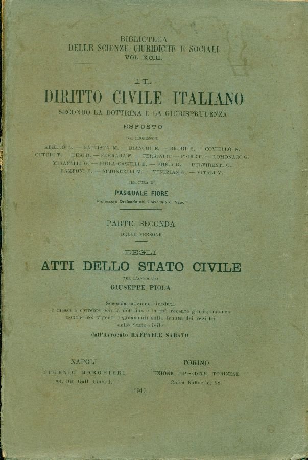 Il diritto civile italiano secondo la Dottrina e la Giurisprudenza, … | Immagine principale