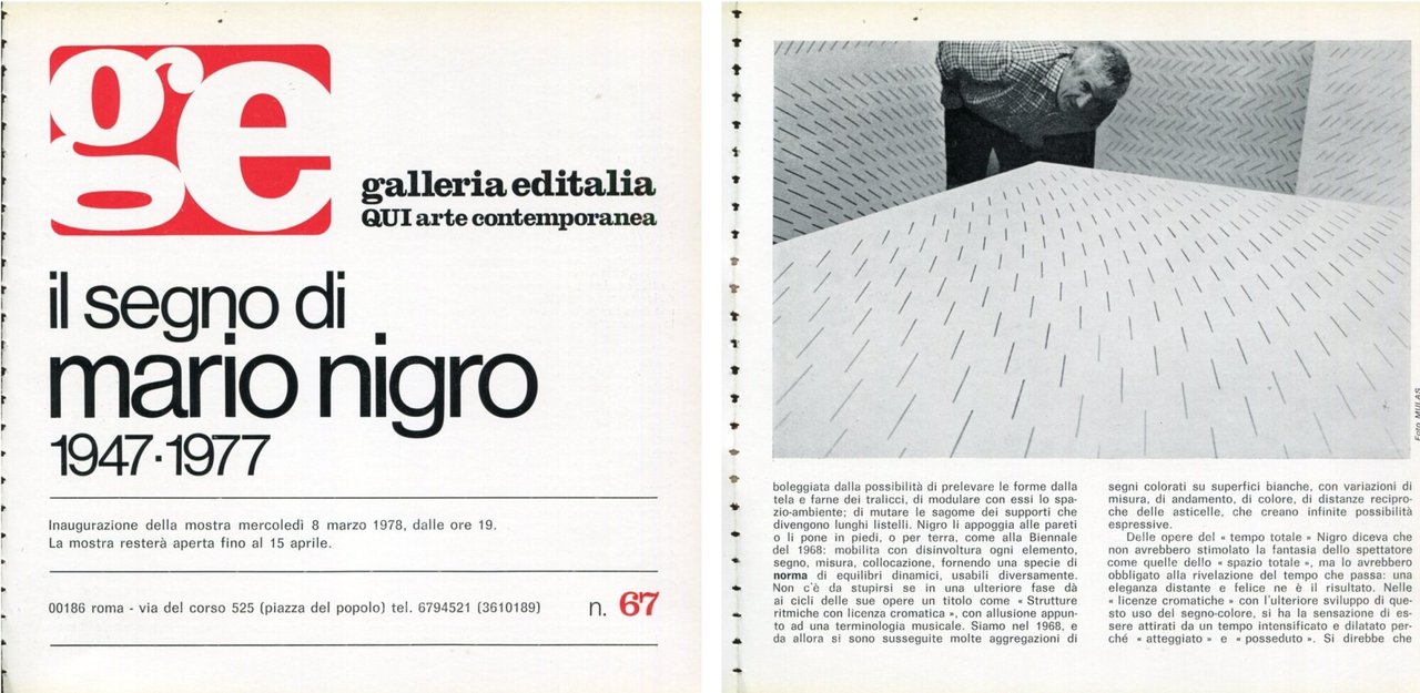 Il segno di Mario Nigro 1947-1977. Galleria Editalia 1978 | Immagine principale