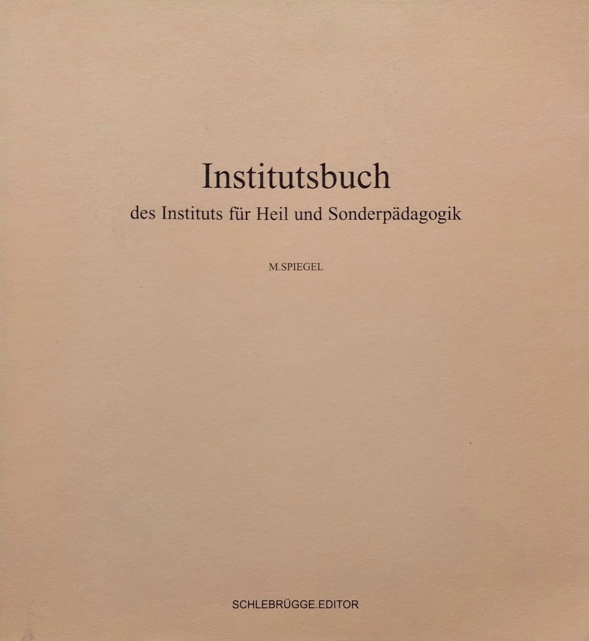 Institutsbuch des Instituts fur Heil und Sonderpadagogik | Immagine principale