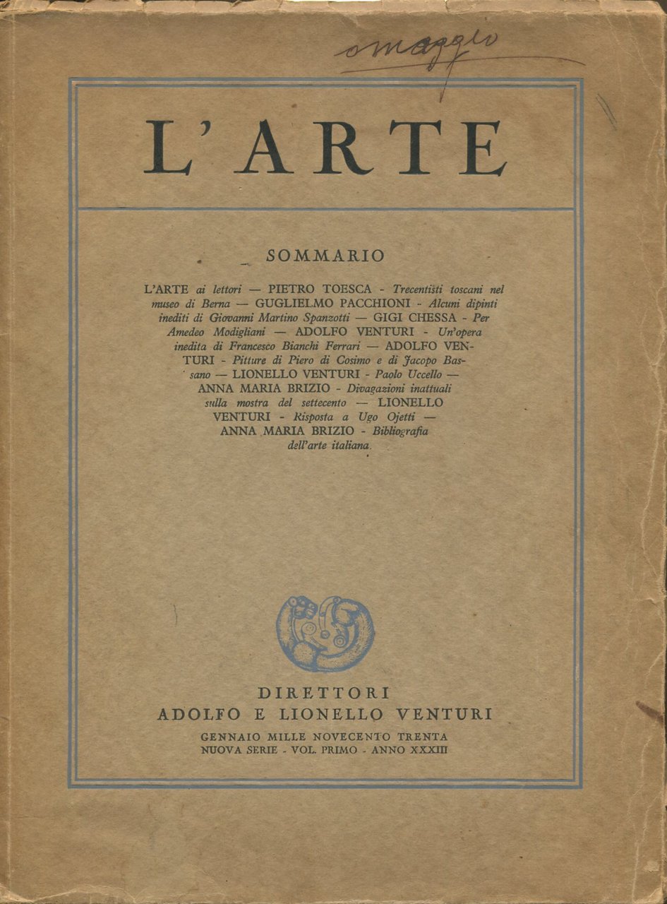 L'arte. Gennaio 1930 - Fascicoli I - Vol. primo - … | Immagine principale