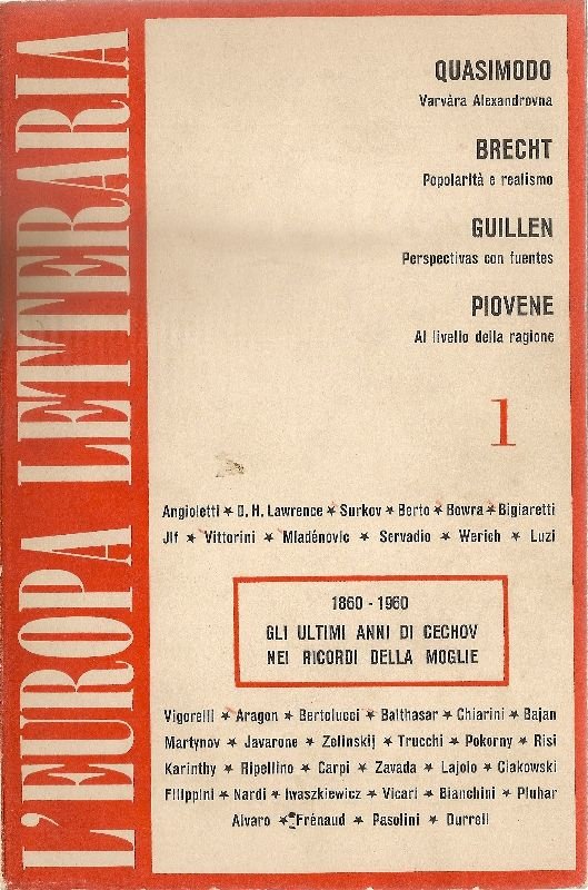 L'Europa letteraria. Anno I. Gennaio 1960. N. 1 | Immagine principale