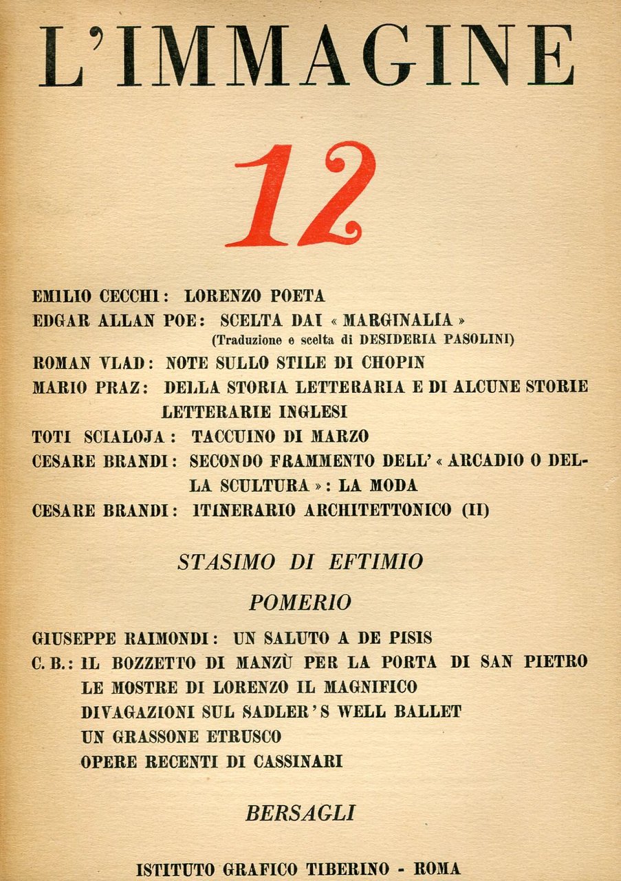 L'Immagine, Anno II, Numero 12. Marzo-Aprile 1949 | Immagine principale