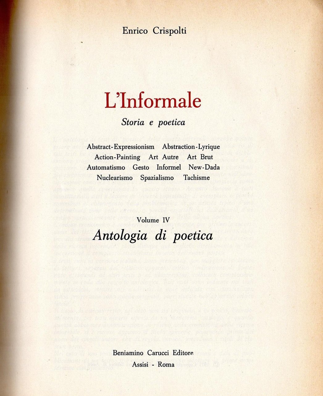 L'Informale. Storia e poetica. Volume IV. Antologia di poetica | Immagine principale