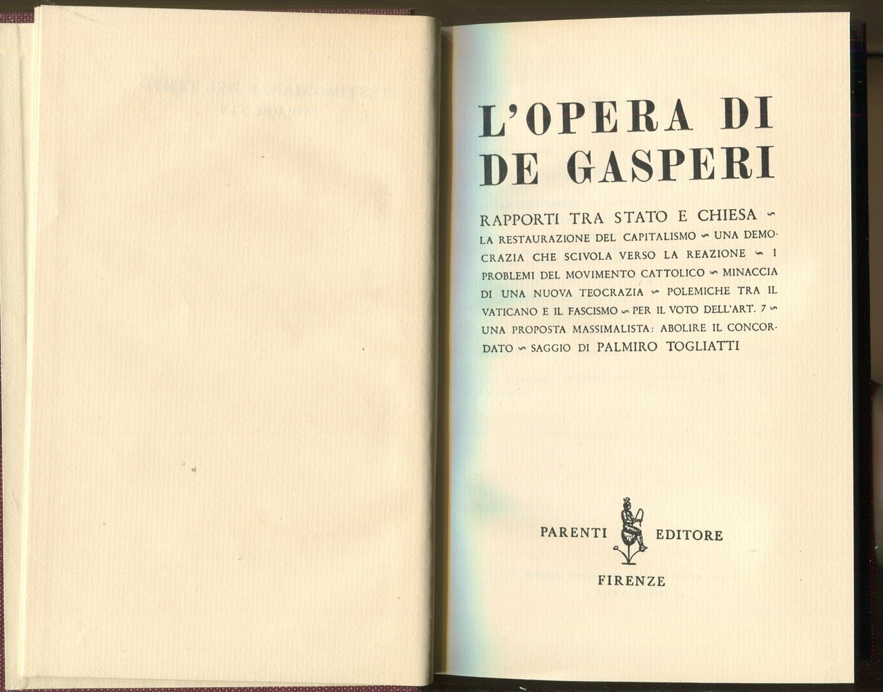 L'opera di De Gasperi. Rapporti tra Stato e Chiesa | Immagine principale