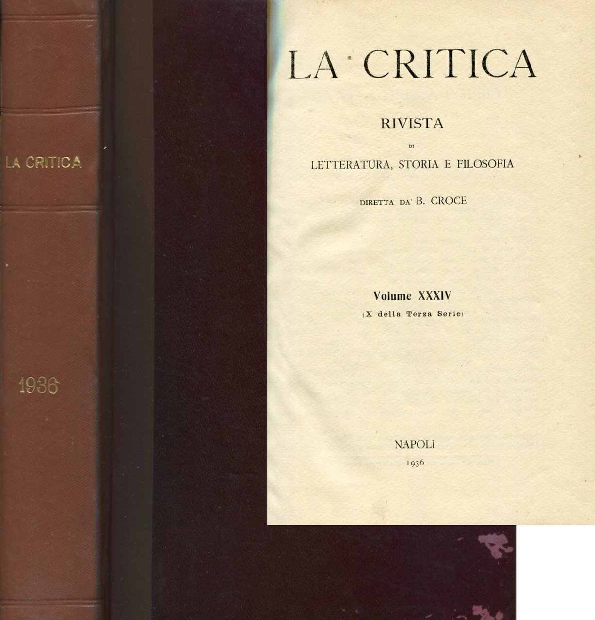 La Critica. Volume XXXIV (X della Terza Serie), 1936. Annata … | Immagine principale