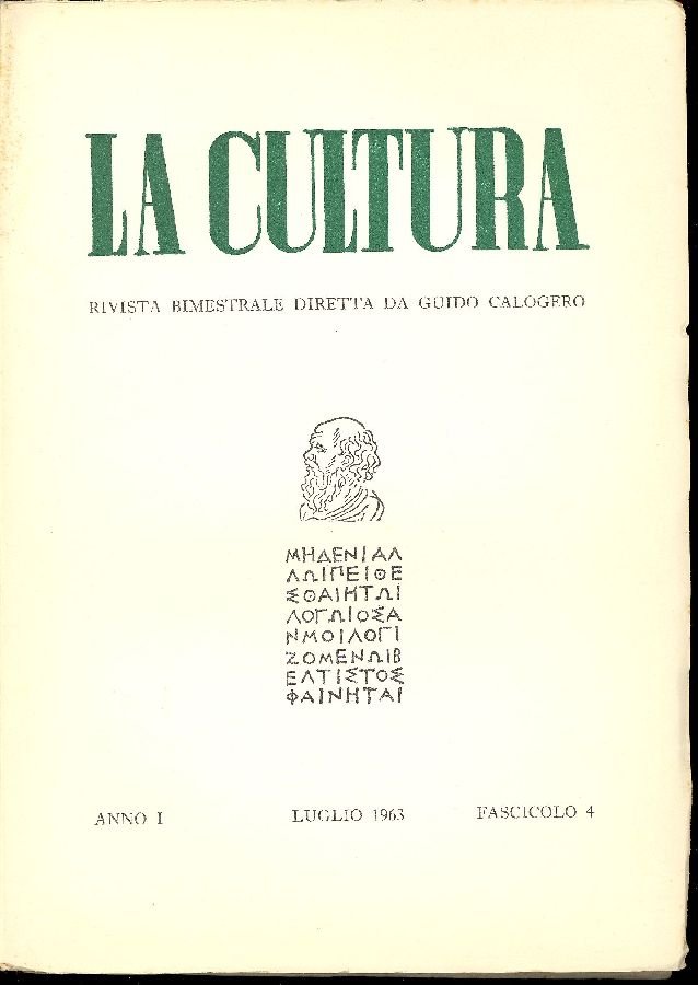 La cultura. Luglio 1963, fascicolo 4 | Immagine principale