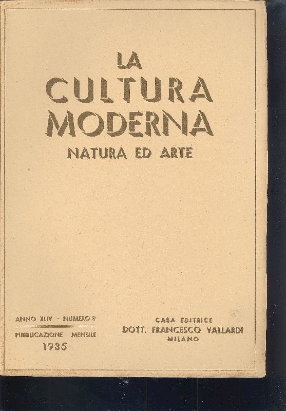 La cultura moderna. Natura ed arte. Agosto 1935 - N. … | Immagine principale