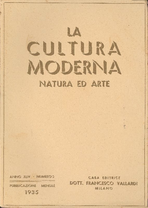 La cultura moderna. Natura ed arte. Maggio 1935 - N. … | Immagine principale