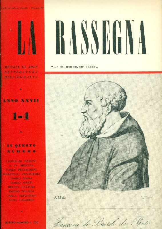 La Rassegna. Gennaio-Aprile 1958, Anno XXVII, N. 1-4 | Immagine principale