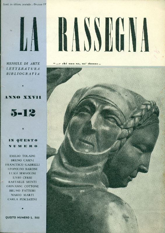 La Rassegna. Maggio-Dicembre 1958, Anno XXVII, N. 5-12 | Immagine principale