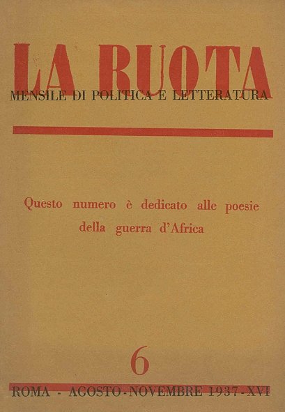 La Ruota. Anno 1, Numero 6, Agosto-Novembre 1937 | Immagine principale