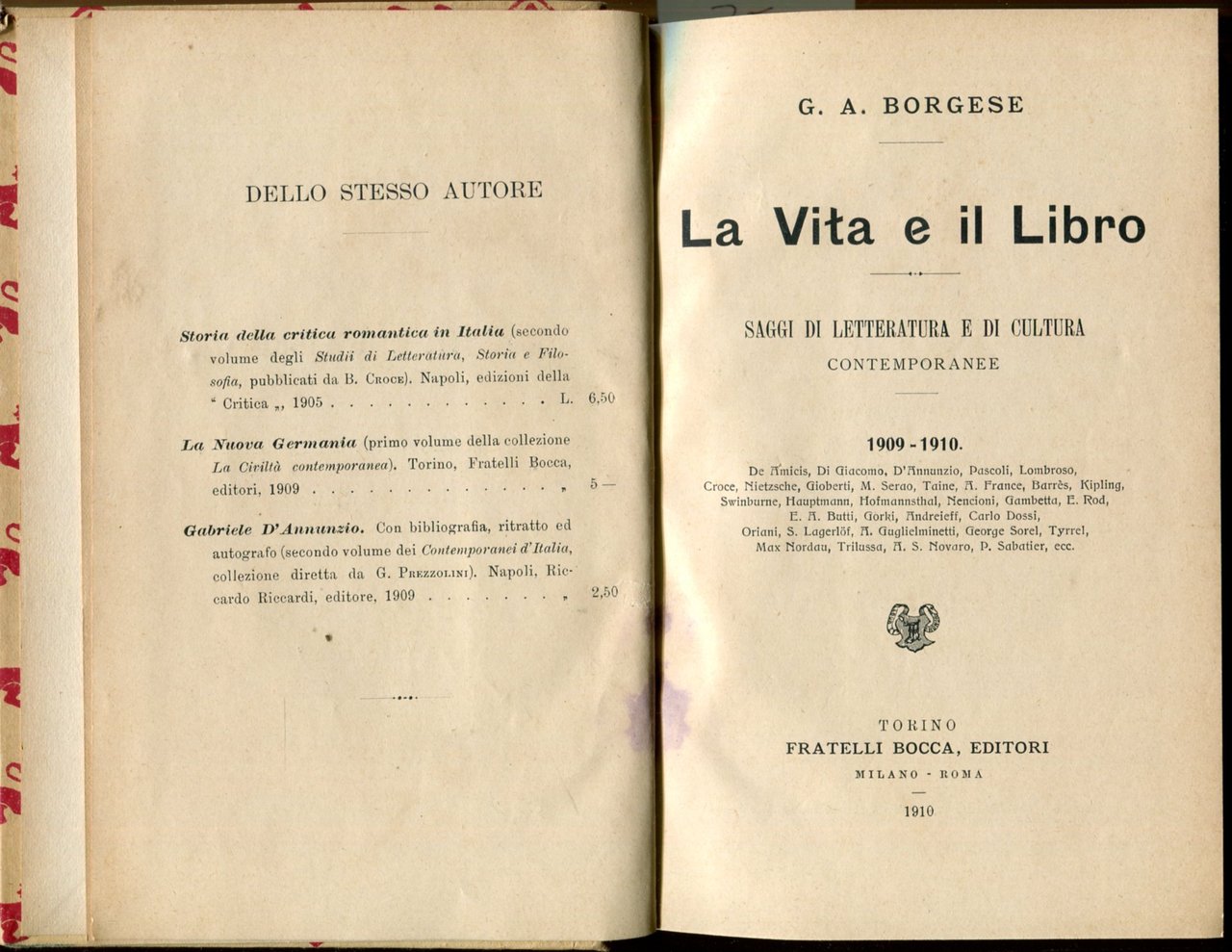 La Vita e il Libro. Saggi di letteratura e di … | Immagine principale