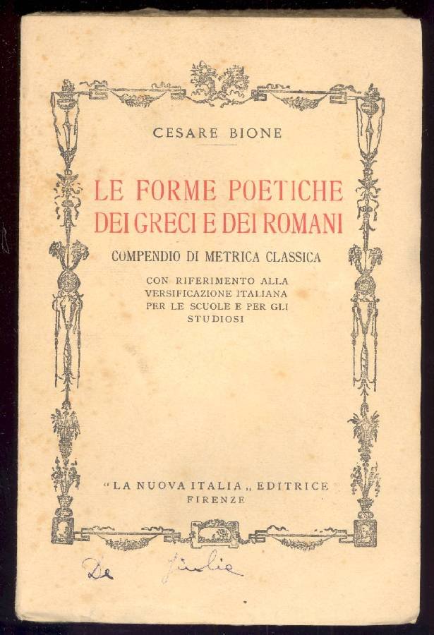 Le forme poetiche dei greci e dei romani | Immagine principale
