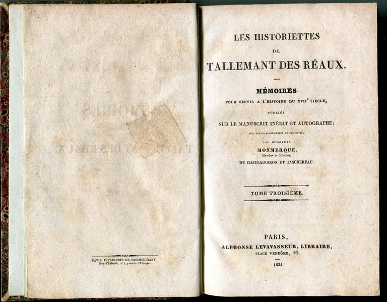 Les Historiettes de Tallemant des Reaux. Memoires pour servir a … | Immagine Gallery 2